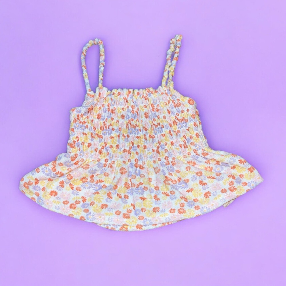 Juniors Smocked Terry Cloth Tank Top (M)